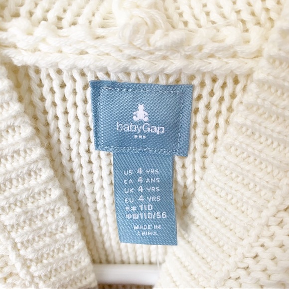 NEW with tags Baby Gap Knit Poncho Girls White\Red Size 4 - Picture 5 of 7